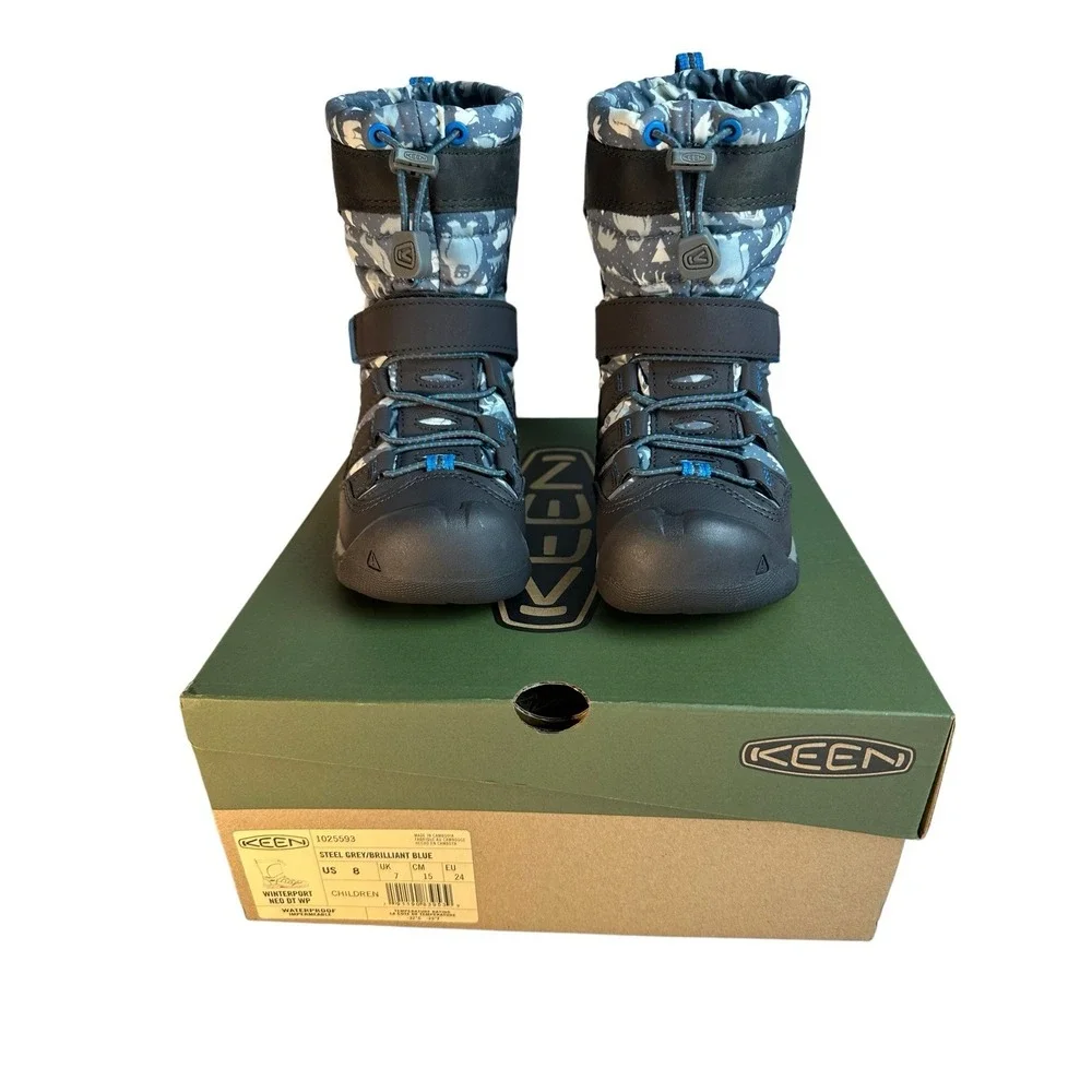 Keen Winterport Winter Boots Neo DT Waterproof Grey Brilliant Blue NEW 8 Toddler